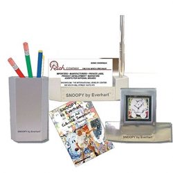 "Snoopy by Everhart" 3 Piece Desk Top Gift Set Has a Desk Clock