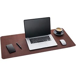 Gallaway Leather Desk Pad - Dark Brown (36 x 17) Extended Non Slip Desk Protector Premium PU Leather