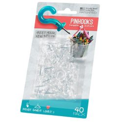 Pinhooks Value 40-Pack Klear Kindness Push Pin Wall Hooks
