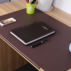 LOHOME deskMat_Brown Desk Pads Artificial Leather Laptop Mat with Fixation Lip, Perfect Desk Mate for Office and Home, Rectangular, Large, Red Brown
