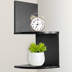 Greenco Modern Design 2 Tier Corner Floating Shelves