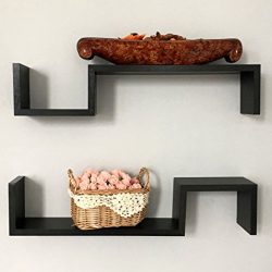 Greenco Set of 2 Decorative S Wall Mounted Floating Shelves