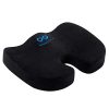 Memory Foam Seat Cushion designed for back and tailbone pain relief with ergonomic U-shape, heat-responsive foam, and non-slip bottom. 