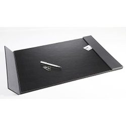 Artistic 24" x 19" Monticello Executive Leather-Like Desk Pad with Side Rails, Black/Grey Side Rails