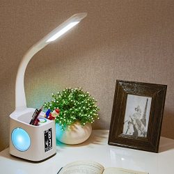 Wanjiaone Study LED Desk Lamp with USB Charging Port&Screen&Calendar