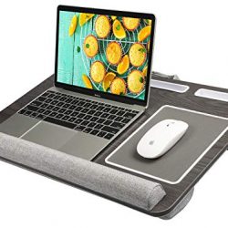 HUANUO Lap Desk - Fits up to 17 inches Laptop Desk, Built in Mouse Pad & Wrist Pad for Notebook, MacBook, Tablet, Laptop Stand with Tablet, Pen & Phone Holder