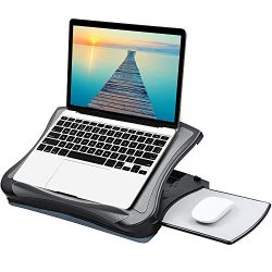 HUANUO Adjustable Lap Desk with Cooling Fan, Fits 15.6 Inch Laptops, Comfortable Laptop Desk Stand with 5 Adjustable Angles, Detachable Mouse Pad & Mesh Cushion Base