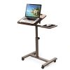 Seville Classics Tilting Sit-Stand Computer Desk Cart with Mouse Pad Table, Height-Adjustable from 27.5" to 40" H, Walnut