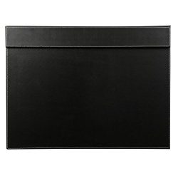 KINGFOM Ultra-Smooth PU Leather Writing Pad Desk Mat with Office Desk A3/ A4 File Paper Clip Drawing & Writing Board Tablet (Black)