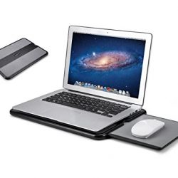 AboveTEK Portable Laptop Lap Desk w/Retractable Left/Right Mouse Pad Tray, Non-Slip Heat Shield Tablet Notebook Computer Stand Table w/Sturdy Stable Cooler Work Surface for Bed Sofa Couch or Travel