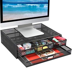Monitor Stand Riser - Mesh Metal Desk Organizer PC, Laptop,Notebok