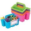 Really Good Stuff Four-Compartment Caddies (Set of 5) - Neon - Perfect to Color-Code Tables, Group Work - Built-In Handles, Clip-On Label Holders - Stackable for Easy Storage