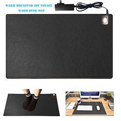 Warm Desk Pad, kupx 24v Safe Voltage Automatic Control Warm Official Big Mouse Pad Game Mouse Pad Extended Edition Pu Gaming Mouse Mat Functional,foot Warmer Pad Warm Desk Pad 23.6"*14"*0.12" Black