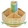 Bamboo Rotating Art Supply Organizer, 7 Sections, Hold 350+ Pencils