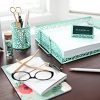 Blu Monaco Office Supplies Mint Green Desk Organizers and Accessories-5 Piece