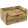MyGift Torched Wood Desktop Document & File Holder Cabinet