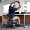 Purple Gaiam Classic Balance Ball Chair with detachable yoga ball, adjustable support bar, and easy-glide casters for ergonomic desk seating. 
