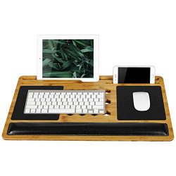LapGear Bamboard Pro Lap Desk with Wrist Rest, Mouse Pads, and Phone Holder - Fits Up to 17.3 Inch Laptops and Most Tablet Devices - Style No. 77101