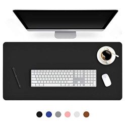 24 X 48 Inch Desk Blotter Pad on Top of Desks Waterproof PU Leather Mouse Pad Desk Writing Mat For Home Office Large Laptop Computer Gaming Under Keyboard Pad Desk Accessories for Women Men Kids Black