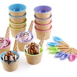 Greenco Vibrant Colors Ice Cream Dessert Bowls and Spoons