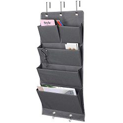 5 Pockets Over the Door Organizer and Storage Hanging with Hooks