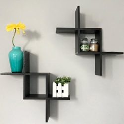 Greenco Criss Cross Intersecting Wall Mounted Floating Shelves