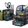 Halter Steel Mesh 2 Piece Desk Organizer Set - Oval Desk Supply Caddy