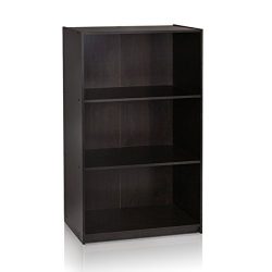 Furinno Basic 3-Tier Bookcase Storage Shelves, Espresso
