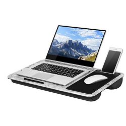 LapGear Home Office Lap Desk with mouse pad and phone holder - White Marble - Fits up to 15.6 Inch laptops - Style No. 91501