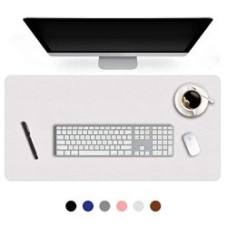 24 X 48 Inch Desk Blotter Pad on Top of Desks Waterproof PU Leather Mouse Pad Desk Writing Mat For Home Office Large Laptop Computer Gaming Under Keyboard Pad Desk Accessories for Women Men Kids White