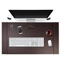 SumacLife Executive Modern Large Matte Coffee Brown PU Leather Laptop Mat/Desk Pad 34" x 20" with Lifting Side Rails for Blotter Paper