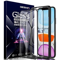 Gesma Screen Protector for iPhone 11 6.1 inch/iPhone XR 2018, Full Coverage Bubble Free Scratchproof 9H Hard Tempered Glass Screen Protector for iPhone 11 6.1 inch 2019 [with Alignment Frame][2-Packs]