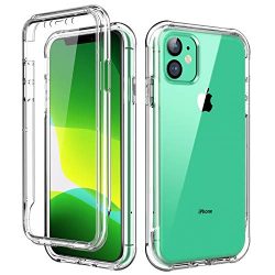 SKYLMW iPhone 11 Case,[Built in Screen Protector] Full Body Shockproof Dual Layer High Impact Protective Hard Plastic & Soft TPU with Phone Cover Cases for iPhone 11 6.1 inch 2019,Clear