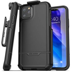 Encased iPhone 11 Pro Max Belt Clip Holster Case (2019 Rebel Armor) Heavy Duty Protective Full Body Rugged Cover with Holder (Black)