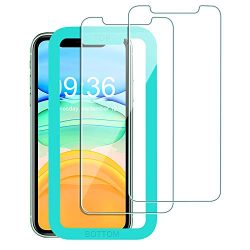 Bovon for iPhone 11 Screen Protector 2019 6.1'', for iPhone XR Screen Protector 2018, [Alignment Frame] [Ultra Clear] [3D Touch] [Case-Friendly] 0.25mm Tempered Glass Film (2 Packs)