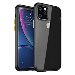 Weycolor for iPhone 11 Pro Max Case, 6.5 inch,Anti-Scratch Shockproof Cover Hard Back Panel + TPU Bumper Slim Phone case for iPhone 11 Pro Max (Clear-Black)