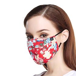 Fashion Reusable Cotton Cute Earloop Half Face Dust Proof Mouth Mask,Washable Outdoor Sports Cloth Face Mask with PM2.5 Carbon Filter Black Mouth Mask for Pollen, Anti Pollution,Flying, Smoke, Travel