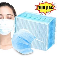 Disposable Face Masks with Elastic Earloop, 3 Ply Breathable and Comfortable Disposable Elastic Ear Loop for Blocking Dust Air Pollution Protection and Personal Health