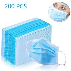 Disposable Earloop Face Masks -3 Ply Breathable and Comfortable Disposable Elastic Ear Loop,3-Layer Mouth Face Masks Blocking Dust Air Pollution Protection 200 PCS