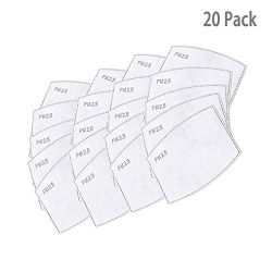 Anti Pollution Mask Military Grade KN95 Mask Washable Cotton Mouth Masks Replaceable Filter (PM2.5 Filter-20PCS)
