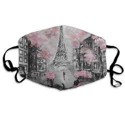 Dust Mask Art Paris Eiffel Tower Watercolor Anti-Dust Mouth Mask Adjustable Earloop Half Face Mask Anti Pollution Washable Reusable for Women Men Running Cycling Outdoor