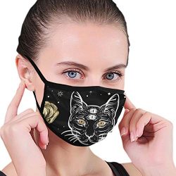 Dust Mask Cat and Roses in Tattoo Fashion Anti-dust Reusable Cotton Comfy Breathable Safety Mouth Masks Half Face Mask for Women Man Running Cycling Outdoor