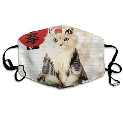 Garde Art Studio Personality Anti Dust Mouth Face Masks - with Adjustable Straps Reusable Washable Anti Pollution - Fashion Safety for Cycling for Men Women Sushi Cat Japanese Cute Funny Kitten