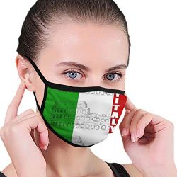 Anti-Dust Adjustable Elastic Strap Face Mask for Women Men Kids, Italy Italian Flag Roman Colosseum Reusable Half Face Mouth Mask for Pollen Smog, Dental, Running - Anti Pollution