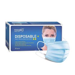 50Pcs Disposable Face Mask, 3-Layer Non-Woven Anti Dust Disposable Sanitary Masks, Filter Safety Mask for Blocking Air Pollution Protection, Breathable and Comfortable