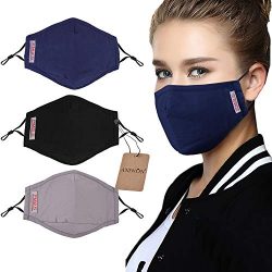 Dust Mask,Aniwon 3 Pack Anti Dust Pollution Mask with 6 Pcs Activated Carbon Filter Insert Washable Cotton Mouth Mask with Adjustable Straps