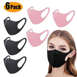 Face Mask Unisex Mouth Mask Dust Mask Anti Pollution Mask Reusable Cotton Face Mask Breathable Face Dust Mask for Cycling Camping Travel Protection，for Adults Kids (Adult size3,Black+3pink)