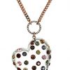 Betsey Johnson "Confetti Mixed Multi-Colored Stone Lucite Heart Long Pendant Necklace