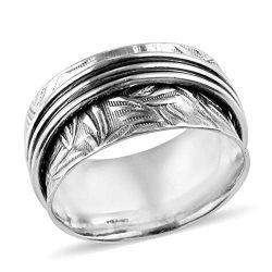 Shop LC Delivering Joy Stress Relieving Meditation Oxidized Spinner Ring 925 Sterling Silver Boho Handmade Jewelry Gift for Women
