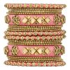 Aheli Ethnic Handmade Silk Thread Faux Stone Studded Bangle Set Chuda Indian Wedding Wear Fashion Jewelry for Women